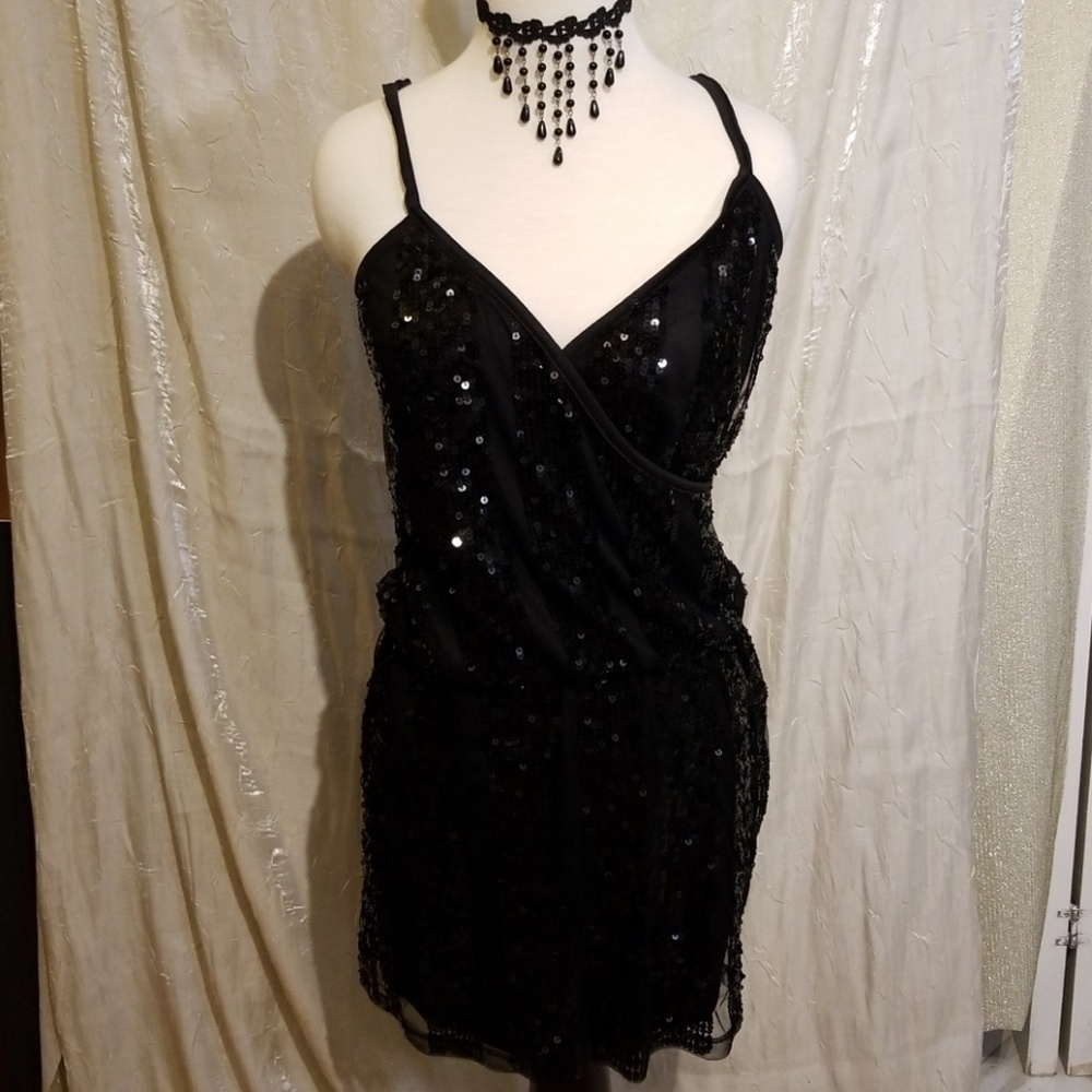 Express black sequin mini dress